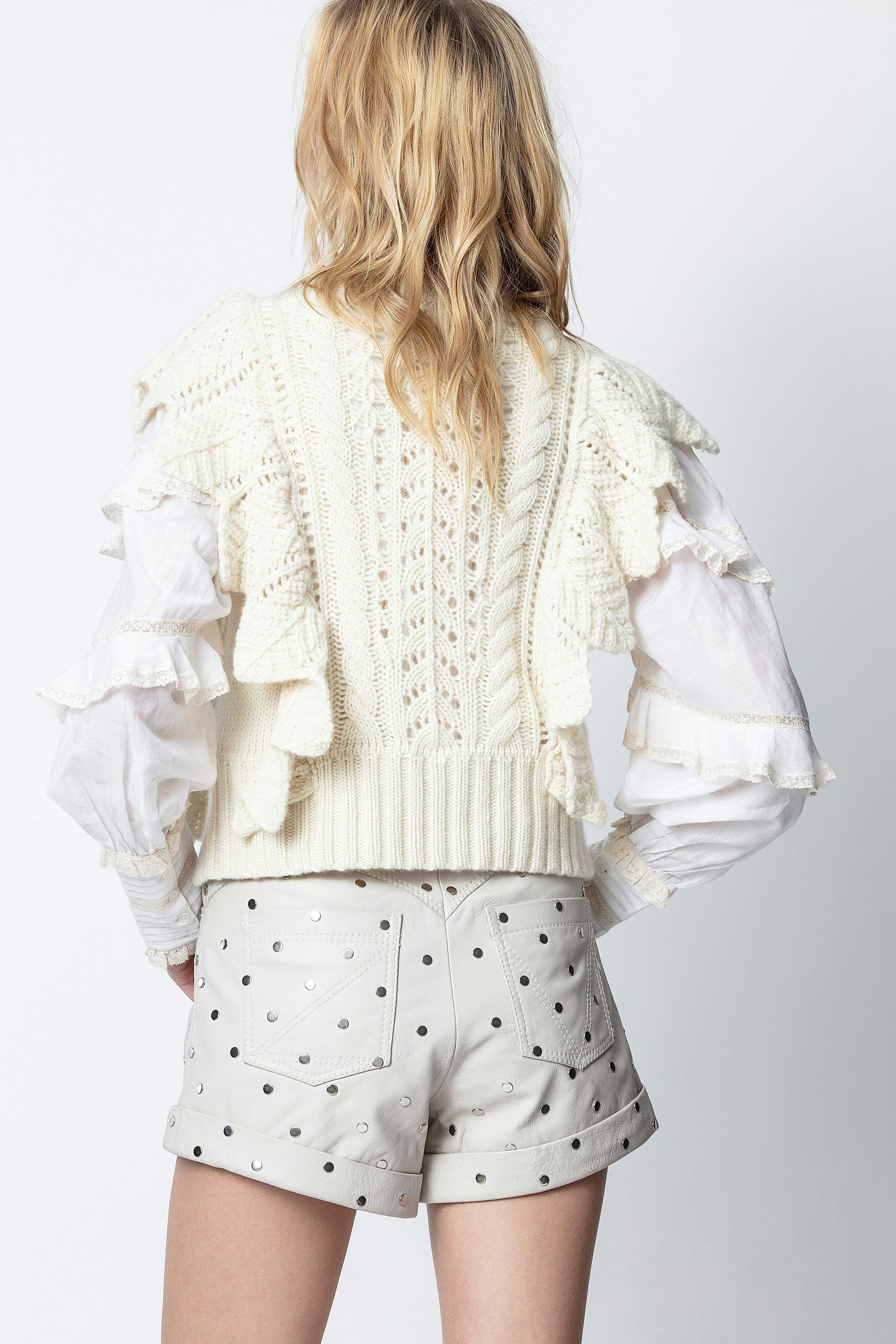 Pullover Lila aus Kaschmir - Damenoberteil aus Kaschmir in Beige